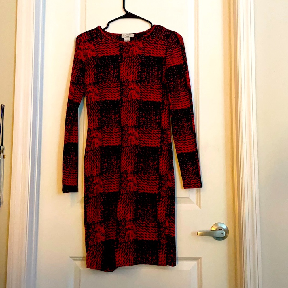 Long sleeve black and red dress